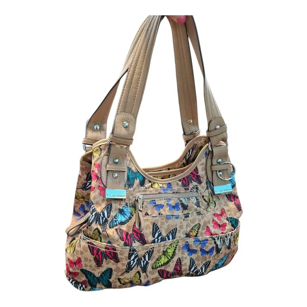 Tyler Rodan Butterfly Purse Shoulder Bag Medium sized Tan - Picture 7 of 14